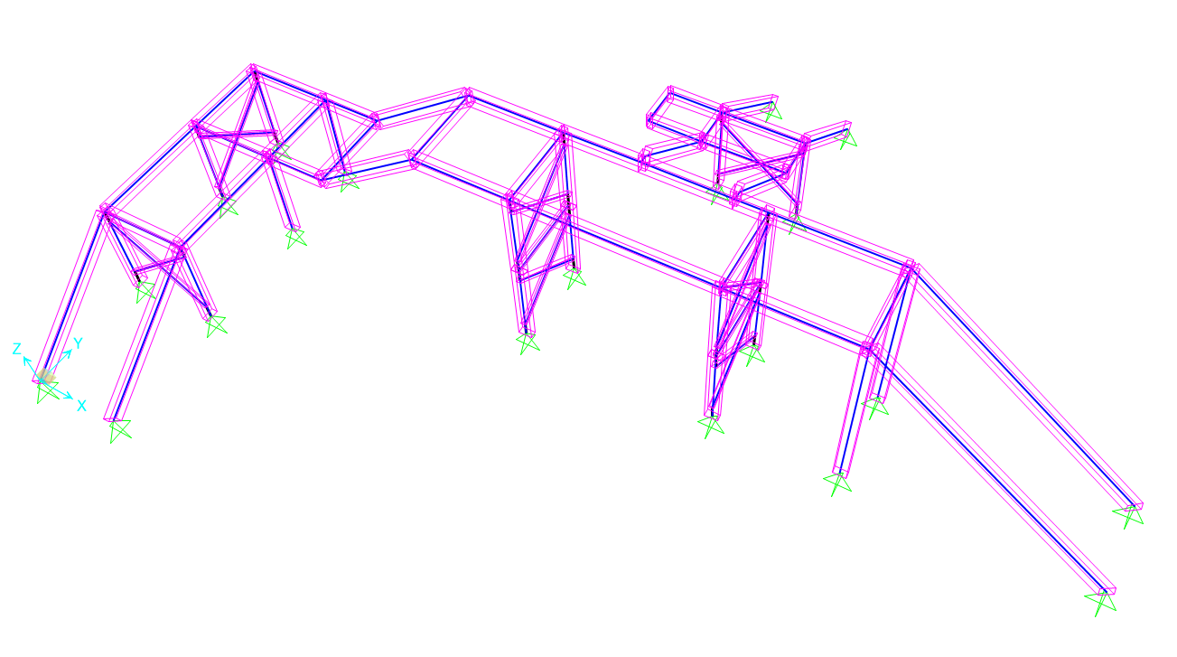 Cross Over #2 structural model of the Access Platform - Frame Structural Analysis – Vertical Deflection